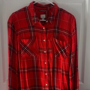 A New Day plaid red flannel button down